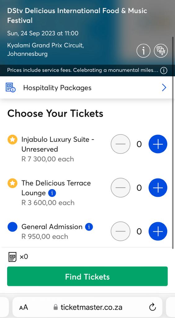 LILPAYNE911's tweet photo. For sale 2 general administration tickets for the price of one #DStvDeliciousFestival https://t.co/xkamrMSzEk