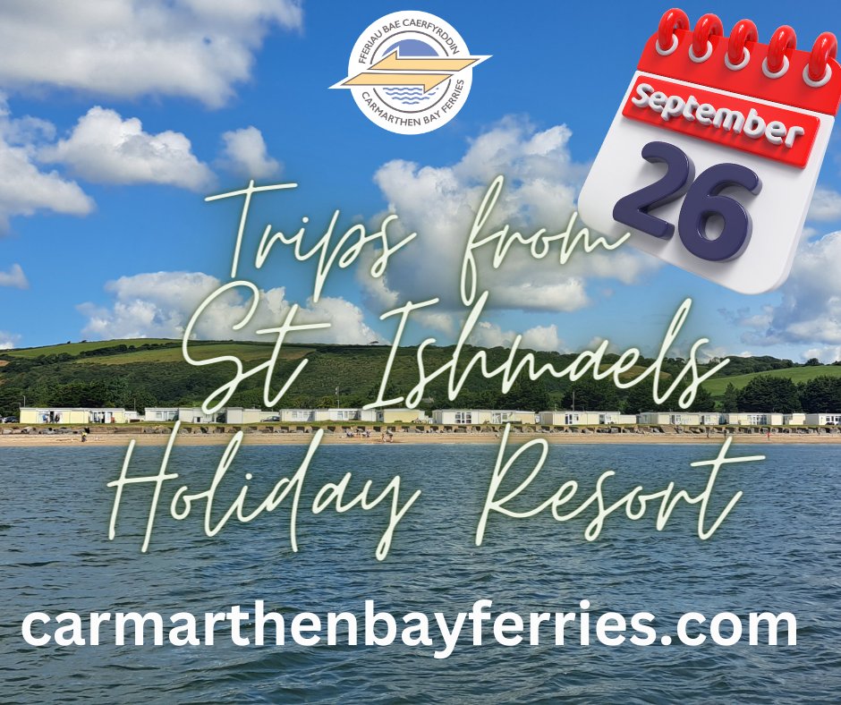 We are pleased to offer unique trips on Glansteffan around Carmarthen Bay departing from, St Ishmaels Holiday Resort. Enjoy a 45-minute tour departing & returning from the park. What are you waiting for? Trips depart 26/09/23 15:15 16:00 16:45 Book now: carmarthenbayferries.com/trips