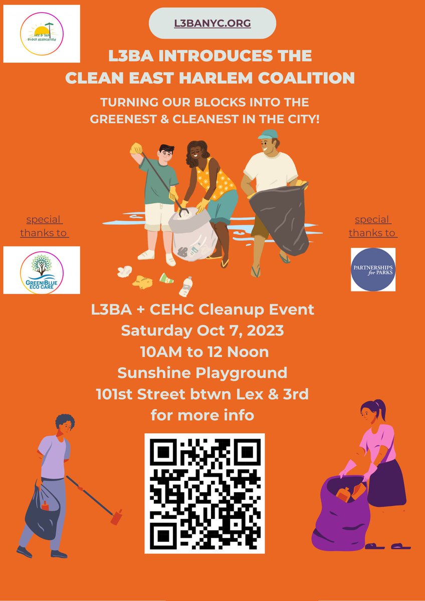 L3BA + CEHC Community Cleanup Event Saturday 10/07 àt 10am at Sunshine Playground