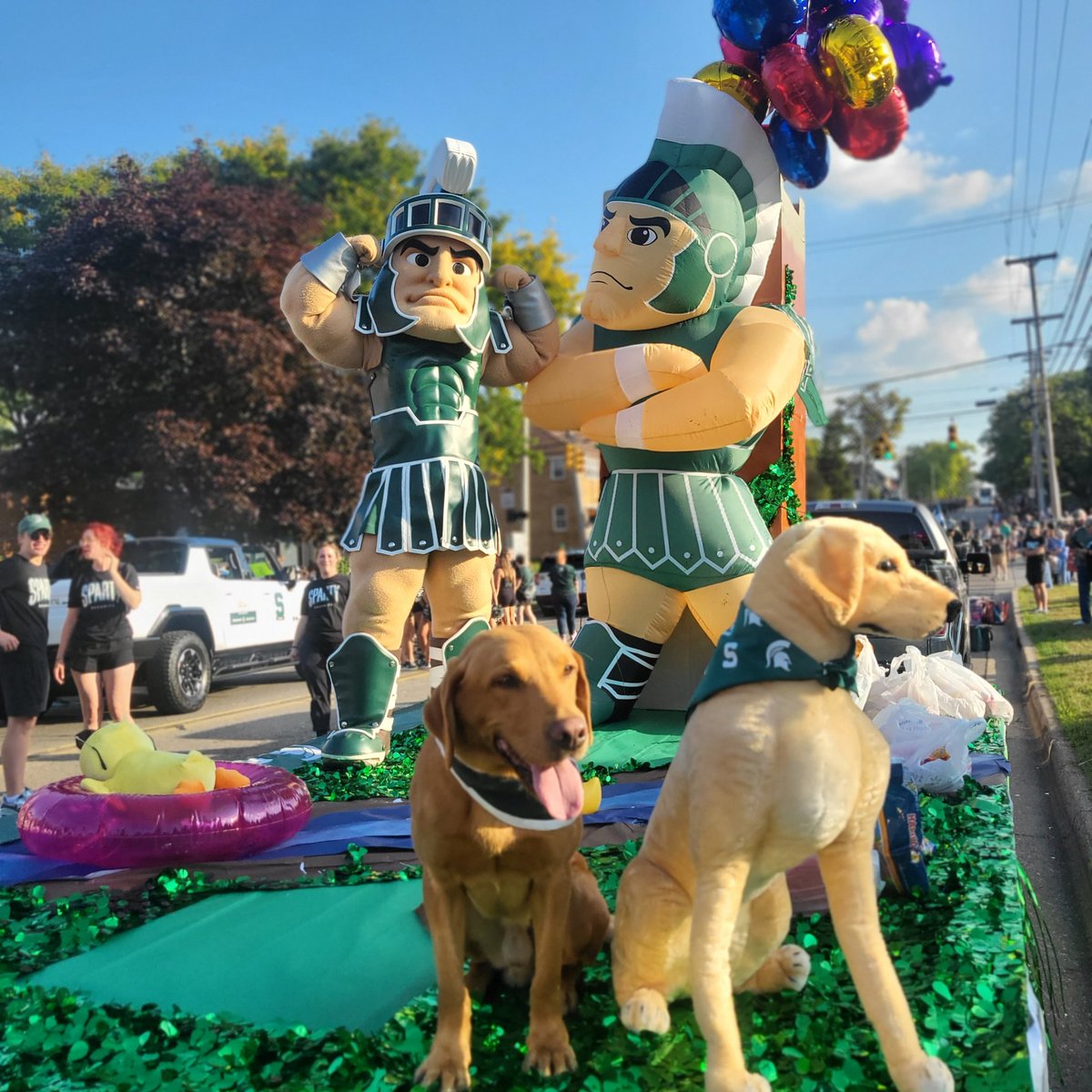 MSUZeke's tweet photo. My "Sparty Sence" is telling me ✨ 
that the Multiverse is real! 
What a Good-Looking Multiverse!
#sparty #multiverse #msuhomecoming #spartysence #msu #michiganstateuniversity #michiganstate #SpartyandZeke https://t.co/xalZ7HeAPA