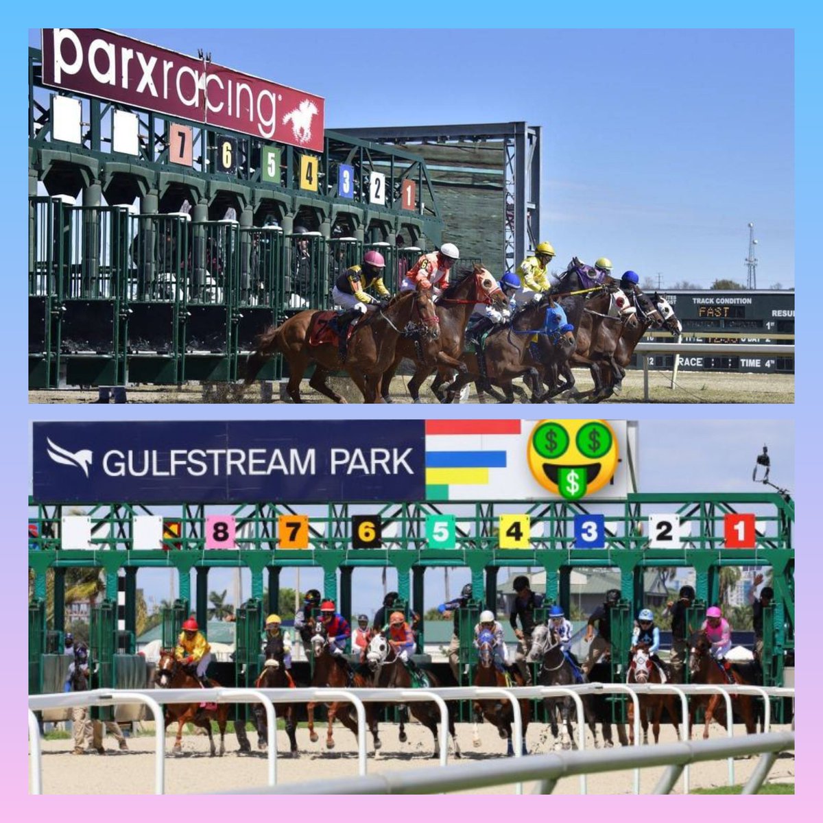 PabloJota27's tweet photo. ((( #LAFIESTASIGUE ))) Hoy Jornada Clásica En PARX RACING, Y Vamos También Con GULFSTREAM Dónde Somos Verdugos, Hoy SUSPENDIDA La Jornada En BELMONT, #SÁBADODESEGUIRGANANDO Y De Seguir Reventando Bancas Con Altos Dividendos Y Buena Información 🔥🔥 #SUSCRIPCION 👉📱+584149690049 https://t.co/KIMqb2r40Z