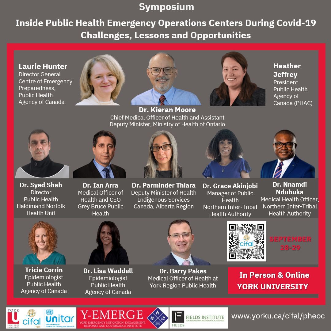 Coming up September 28-29 our symposium on Inside the Public Health Emergency Operations Center during the COVID-19 Pandemic. Register and join in person or online at:
yorku.ca/cifal/pheoc