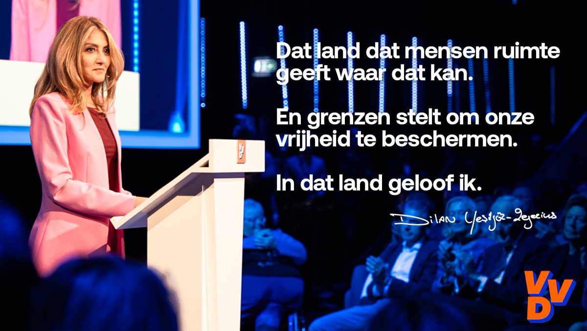 Lijsttrekker <a href="/DilanYesilgoz/">Dilan Yesilgöz - Zegerius</a> bij haar speech op het verkiezingscongres. 👇