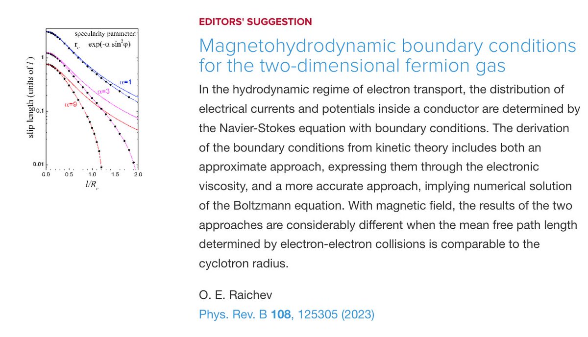 PhysRevB's tweet image. PRB Editors' Suggestion: #Magnetohydrodynamic boundary conditions for the two-dimensional #fermion gas

O. E. Raichev
Phys. Rev. B 108, 125305

➡️ go.aps.org/3Zmb1z1
#EdSugg #condmat #physics @APSPhysics