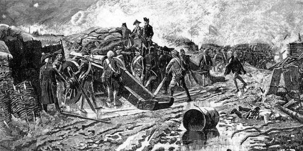 SWOConnell's tweet photo. 28 Sep 1781 Yorktown, VA. British retreat to sea blocked by the French navy while combined Franco-American forces (7.8K French, 3.1K militia &amp; 8K Continentals) arrive within 2 miles of British lines.  The first cannon of siege was fired by Gen Washington.  #RevWar #History #AmRev https://t.co/M1doT18j0j