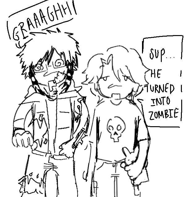 Evan and his zombie bf (idk how to draw Alex yet)