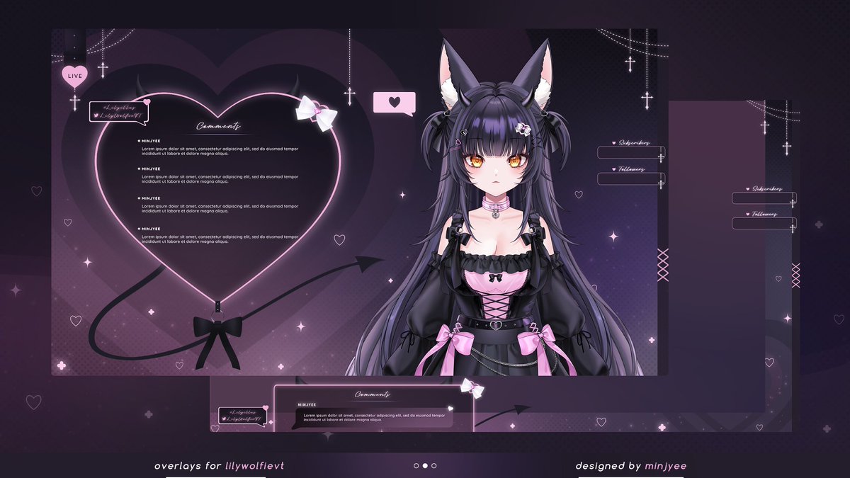 ⎯♡ stream overlays for @lilywolfievt ♡⎯ congrats on your debut lily!! thank you for trusting me with your project! #vtuber #vtuberassets
