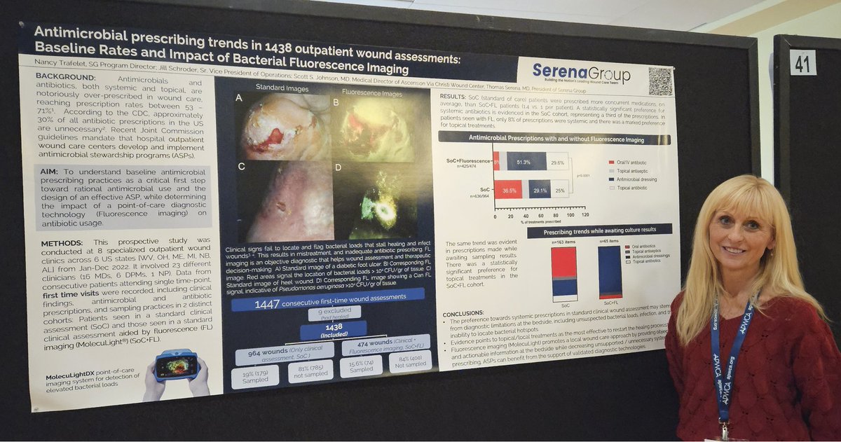MolecuLight Inc. (@moleculight) on Twitter photo Nancy Trafelet & her <a href="/APWCA/">APWCA</a> poster, “Antimicrobial prescribing trends in 1438 outpatient wound assessments: Baseline Rates and Impact of Bacterial Fluorescence Imaging”. The use of <a href="/moleculight/">MolecuLight Inc.</a> reduced antibiotic usage by 78% #antimicrobialstewardship <a href="/SerenaGroup4/">SerenaGroup</a> #woundheal Nancy Trafelet & her <a href="/APWCA/">APWCA</a> poster, “Antimicrobial prescribing trends in 1438 outpatient wound assessments: Baseline Rates and Impact of Bacterial Fluorescence Imaging”. The use of <a href="/moleculight/">MolecuLight Inc.</a> reduced antibiotic usage by 78% #antimicrobialstewardship <a href="/SerenaGroup4/">SerenaGroup</a> #woundheal