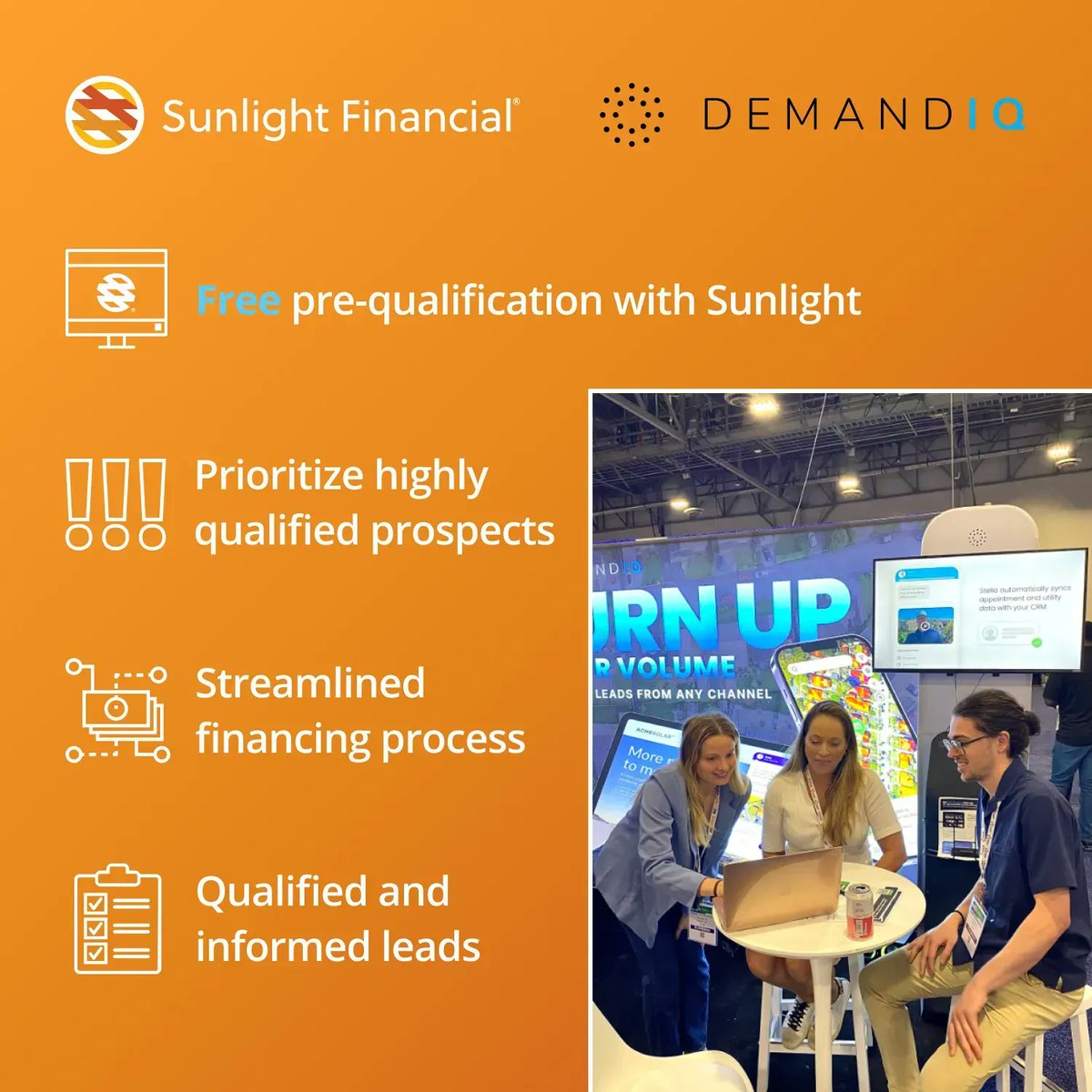 SunlightLoans's tweet photo. Didn't get to see our demo with Demand IQ at #REPlus23 in Vegas? Reach out today to see how you can build your pipeline with highly qualified leads.https://t.co/syJSmvJh9Y https://t.co/t1l2Zk8u85