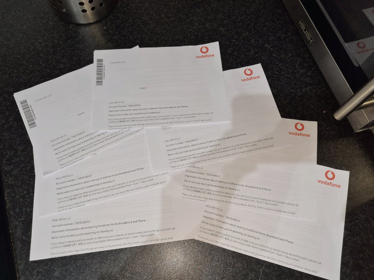 MClaxton79's tweet photo. @VodafoneUK do you really need to send me 7 letters asking if I really want to leave WHEN I HAVE ALREADY LEFT?! https://t.co/dnSgDS0xSX