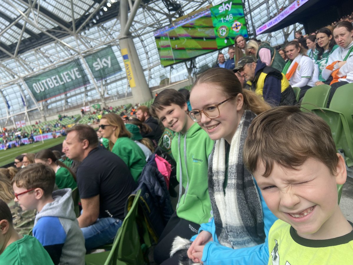 dargogavin's tweet photo. #coygig Rhys Ava and Luke from leixlip and @KilcockCeltic enjoying the game https://t.co/eFqb2WBt1L