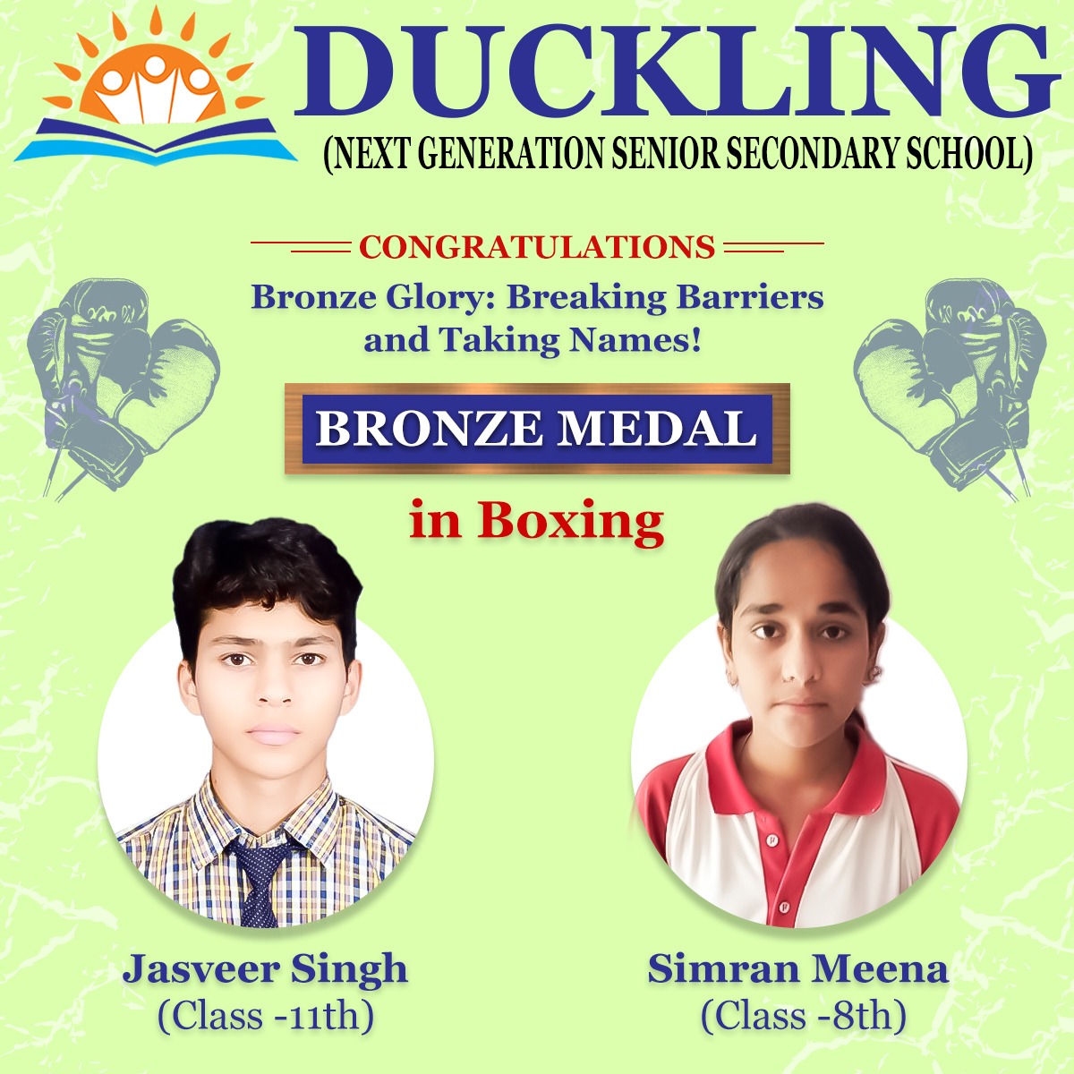 SchoolDuckling's tweet photo. Congratulations 💐 💐

Bronze Glory: Breaking Barriers and Taking Names!

BRONZE MEDAL
in Boxing 🥊

#congratulations #bronzemedal #india #bronze #sports #medal #boxing #sport #champion #medals #gold  #athlete  #indiansports #cheer
#duckling #ducklingschool https://t.co/xO7fmfBGZn