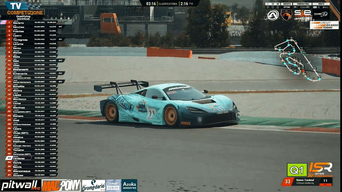 A partir de las 15:00 en el canal de <a href="/Tvcompetizion/">TV COMPETIZIONE</a> estaremos animando a nuestros chicos de Virthuals en las 6 horas de Valencia de <a href="/inter_simracing/">ISR</a> 

¿Te lo vas a perder?

#Simracing #eSports