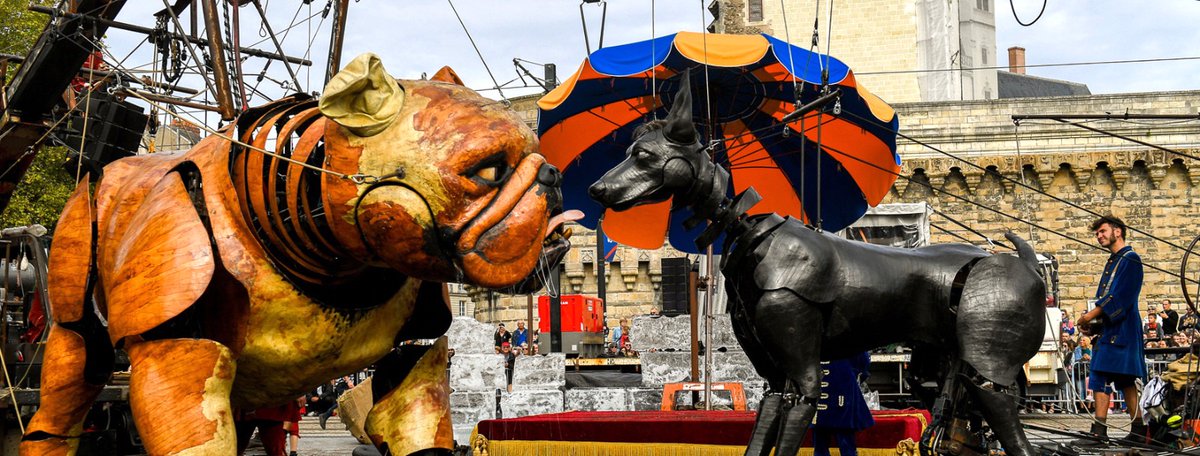 Johanna_Rolland's tweet photo. 🐶 Le #Xolo et le #BullMachin dans les rues de #Nantes ce matin. Un moment magique, poétique, hors du temps. Et beaucoup de monde pour rêver ensemble ! 🤩 #RoyalDeLuxe https://t.co/pU0Rw8Jetw