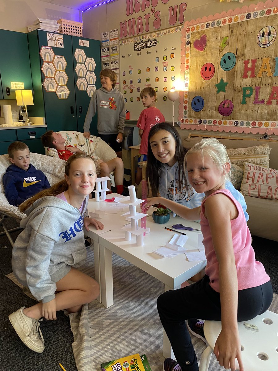 MissPfeifauf's tweet photo. In buddies this week, we practiced our engineering skills and built towers out of index cards. Miss Adler and I were so impressed with the designs and the student’s growth mindsets! Always such a fun way to top off our week! #SMSDTimeToShine https://t.co/MwO5p6xTDf