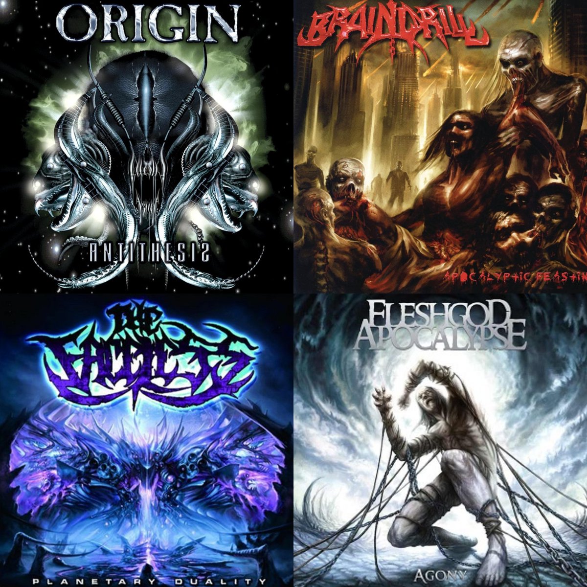 motch1219's tweet photo. 私をテクニカルデスの道へ
導いた4枚のアルバム☠️
ANTITHESIS / #ORIGIN
APOCALYPTIC FEASTING /
#BRAINDRILL
PLANETARY DUALITY /
#THEFACELESS
AGONY /
#FLESHGODAPOCALYPSE
久々に驚愕の超絶技巧を
生で味わいたい🎶 https://t.co/zGFaSiSd40