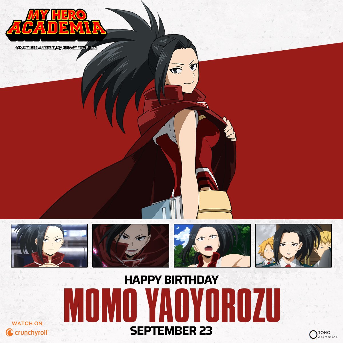 MHAOfficial's tweet photo. Happy birthday to Class 1-A's fearless vice representative, Momo! 💕 https://t.co/NtAnCMgkQj