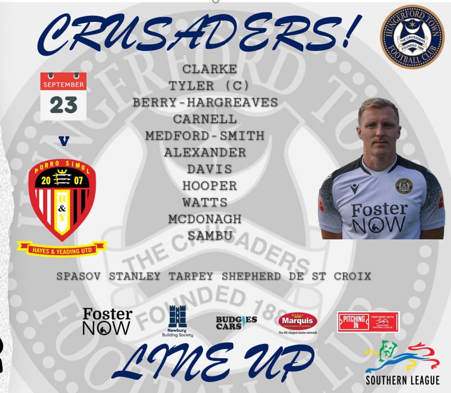 HungerfordTown's tweet image. Line up for today’s game! 
come on boys!!!🤍🖤