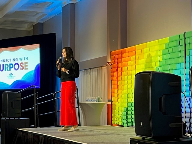 We're back! Katie Mazuk, VP of Patient Engagement &amp; Customer Solutions, #JNJ, is kicking off #HealtheVoices23 day two! Watching remotely? Join at tinyurl.com/HeV23Live.