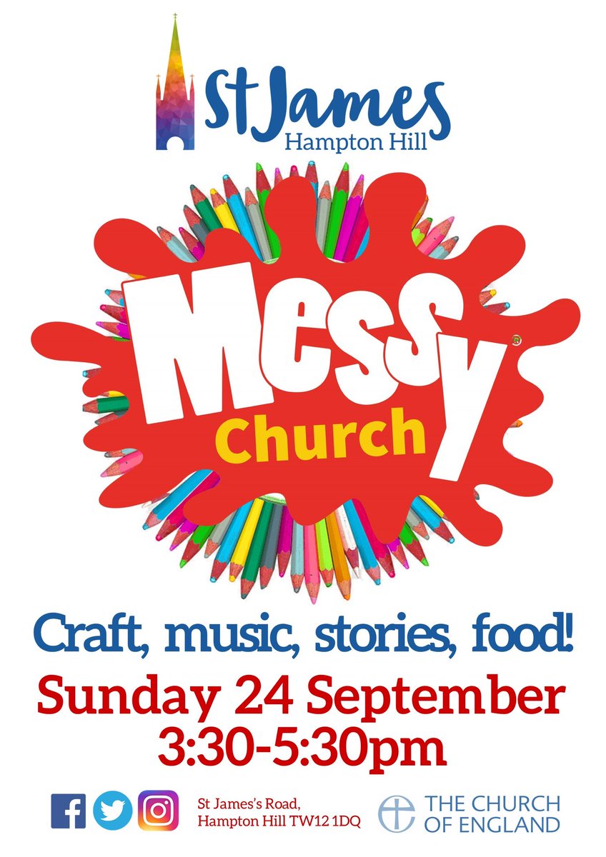 Join us tomorrow at 3:30 for an afternoon of worship, praise and messy crafts! #messychurch #family #praise #hamptonhill #tw12