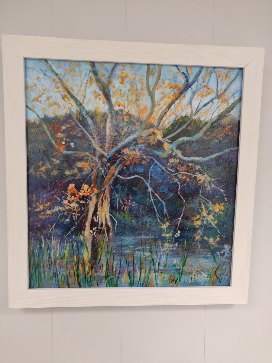 Gorse_Hill_NR's tweet photo. Leila one of Gorse Hill's volunteers has done this acrylic painting of the oak in Seldom Pond. #NatureArt #AppleWeekend #Aughton #Ormskirk https://t.co/mWTjDYrQxs
