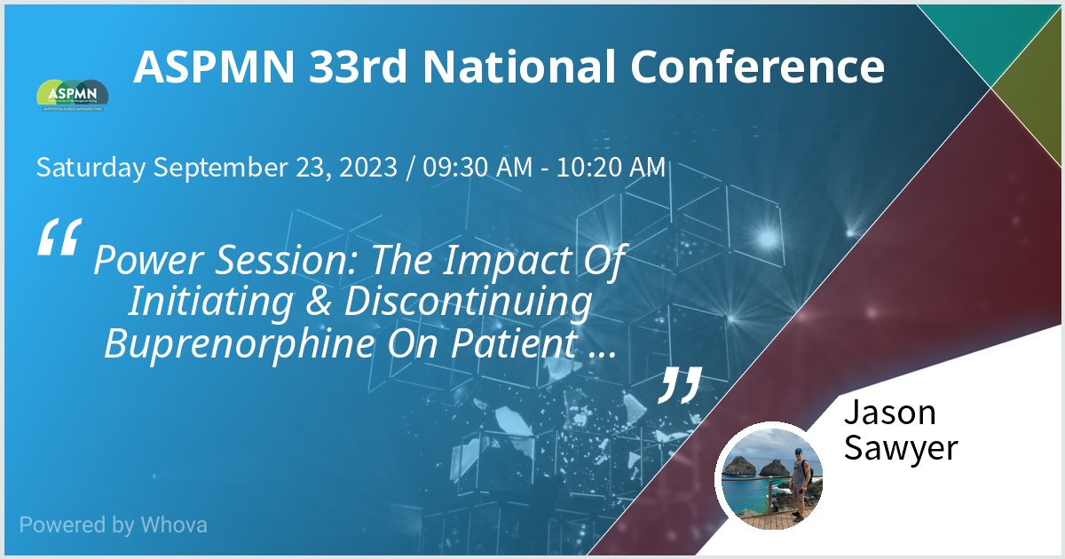 Paininthe6's tweet photo. Buprenorphine is a hot topic at the ASPMN 33rd National Conference. Excellent to see this dedicated group of Nurses keeping on top of factors  impacting and influencing pain management. I am honored to have been selected to contribute https://t.co/O9hYUA68ZB