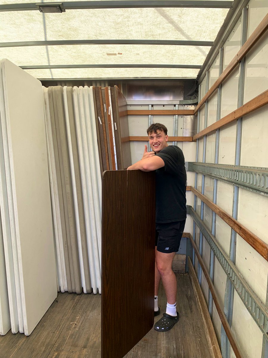 jstevetraining's tweet photo. Our guys had a great time yesterday moving tables and crates to get set up for the Kiwanis book fair https://t.co/1gysKlKnKF