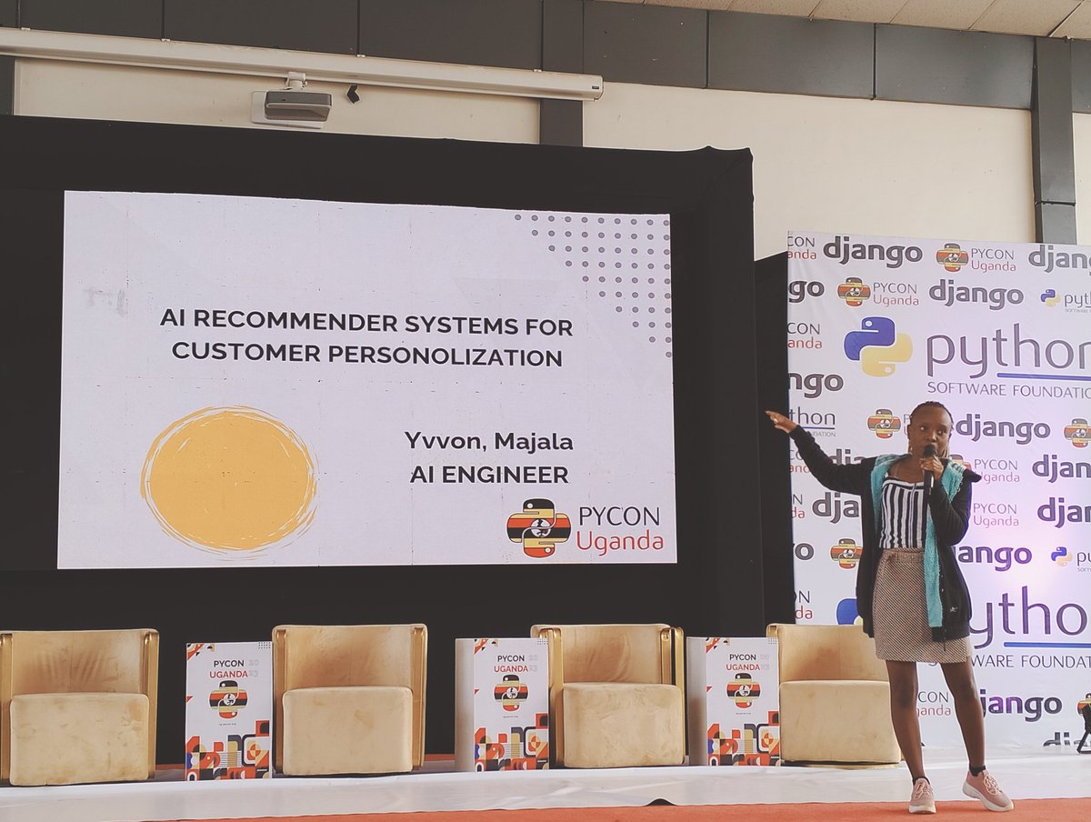<a href="/pyconuganda/">PyCon Uganda</a> <a href="/ThePSF/">Python Software Foundation</a> @Jcardif254 <a href="/Captain_Joannah/">mathstodon.xyz/@nanjekyejoannah</a> <a href="/pykampala/">Python Kampala</a> <a href="/hope_wanjeri/">Hope Wanjeri</a> <a href="/YvvonM/">Yvvon Jemimah Majala</a> on stage sharing about "AI Recommender Systems To Improve Customer Personalization"🔥 

Delivering the talk seamlessly with great interaction from the audience. Love to see it 🤩

#PyConUganda2023 #PyCon #PyConUganda <a href="/pyconuganda/">PyCon Uganda</a>