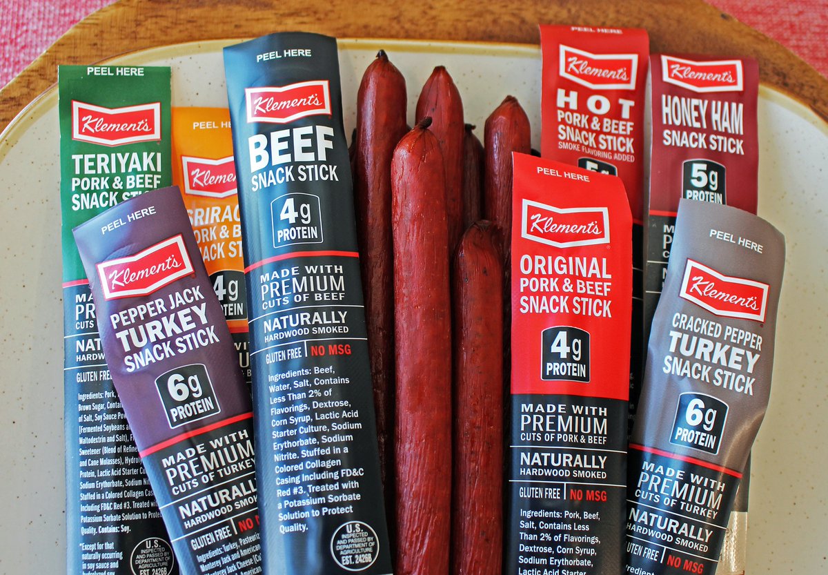 KlementSausage's tweet photo. It's National Snack Stick Day. A day Klement's practically invented. Wait: we DID invent it! To celebrate, we're giving away cases of your favorite snack sticks. 
1. Follow us ✅ 
2. Like this post 👍 and share
3. Tell us your favorite Stick and why
Rules https://t.co/GBMhwTmN8v https://t.co/FBq1yWwg5r
