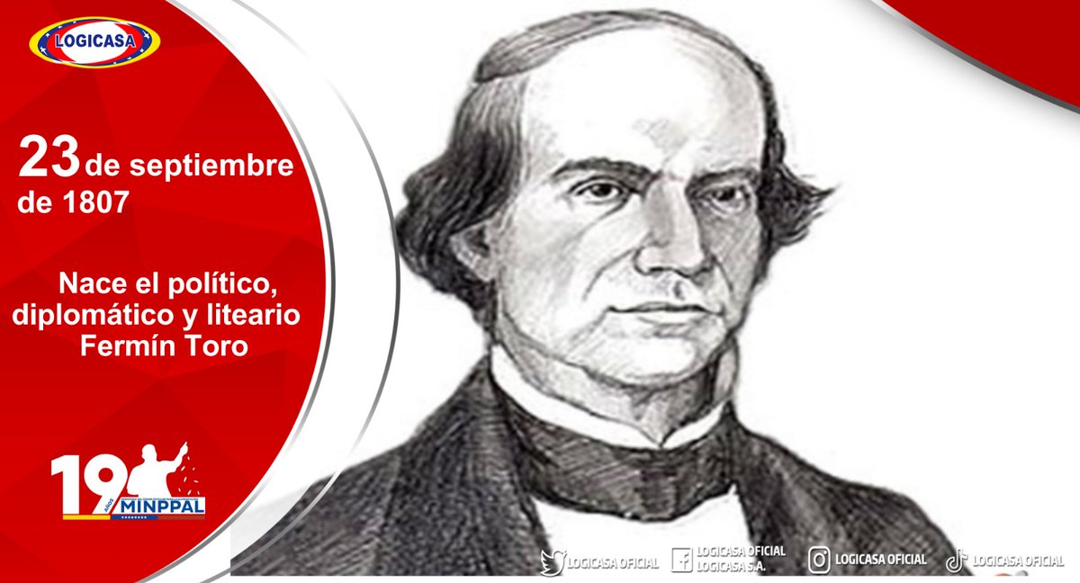 #Efeméride🗓️ #23Sep || Un día como hoy, del año 1807, nació Fermín Toro, polímata venezolano. Alcanzó relevancia como humanista, político, diplomático, literato, orador y docente, desempeñándose varias veces como Ministro Plenipotenciario de Venezuela.
#ElEsequiboEsDeVenezuela