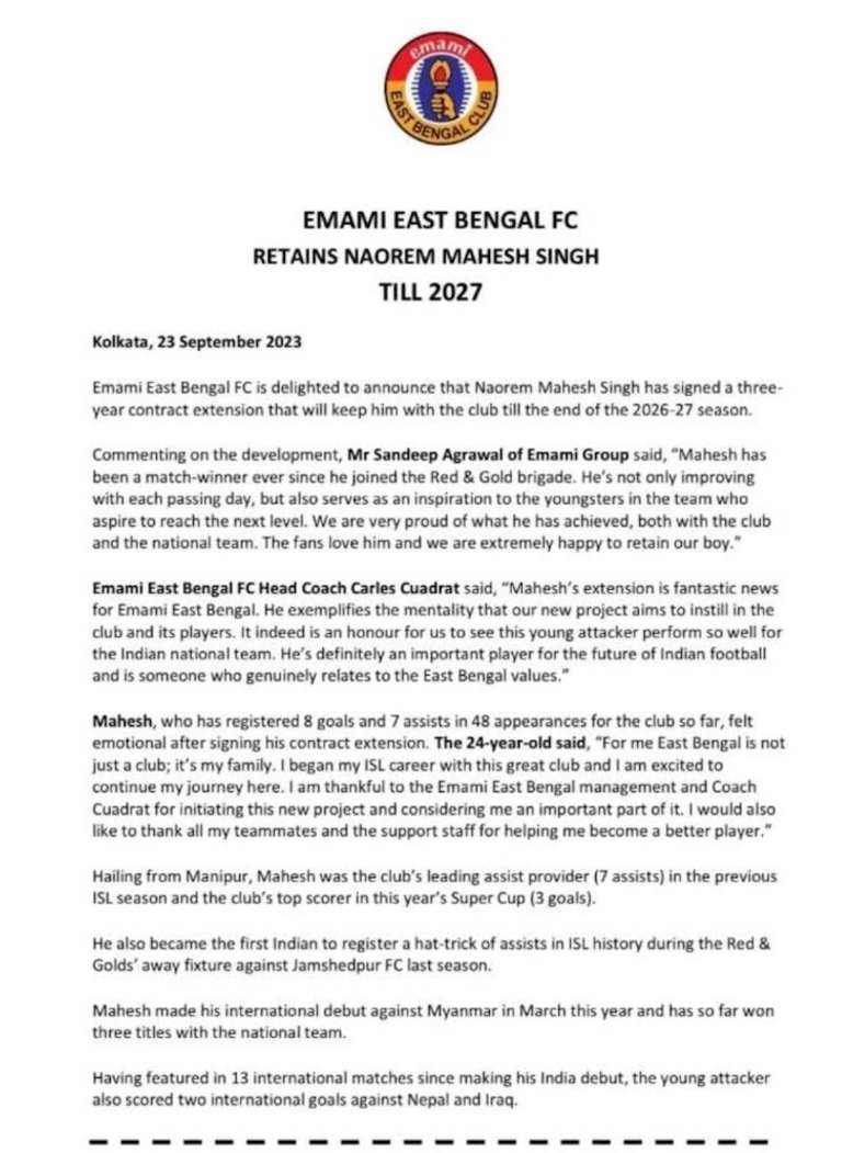 Good initiative @eastbengal_fc
Thanks Naorem Mahesh ♥️💛
#EastBengalFC
#আমাগোমশাল
#ISL10
