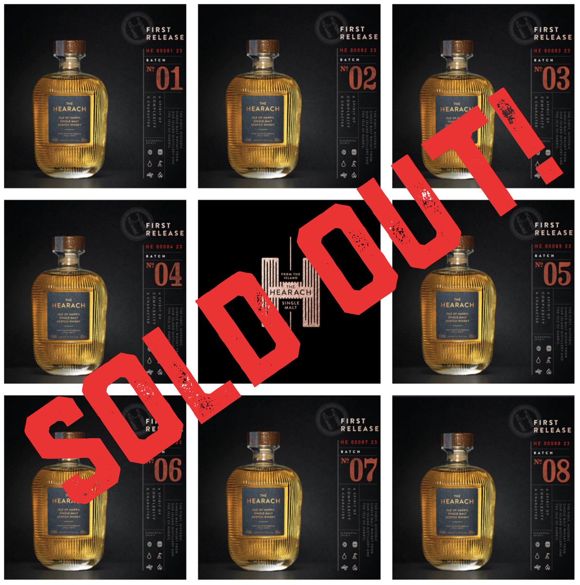 harrisdistiller's tweet photo. All 8 batches are now sold out online. What an incredible start to our whisky story. 

If you missed out, bottles are available at the distillery, in UK retailers from October 2nd, and globally from October.

We'll have more to say shortly but for now...Mòrain Taing! https://t.co/MFmrhExbph