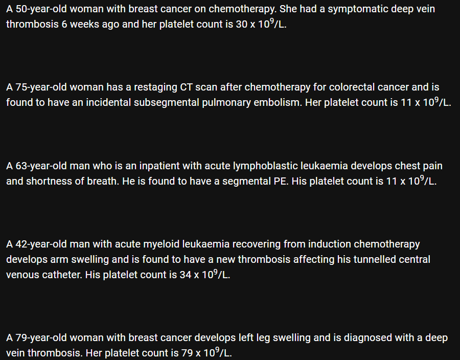 pathqbank's tweet photo. New question at https://t.co/0SFAkefeTO based on new guidance from @isth on management of cancer associated thrombosis in patients who are thrombocytopenic. Suggestions for improvement or other questions welcome.
https://t.co/snNSRxFiEK https://t.co/jPRFB7QNzZ
