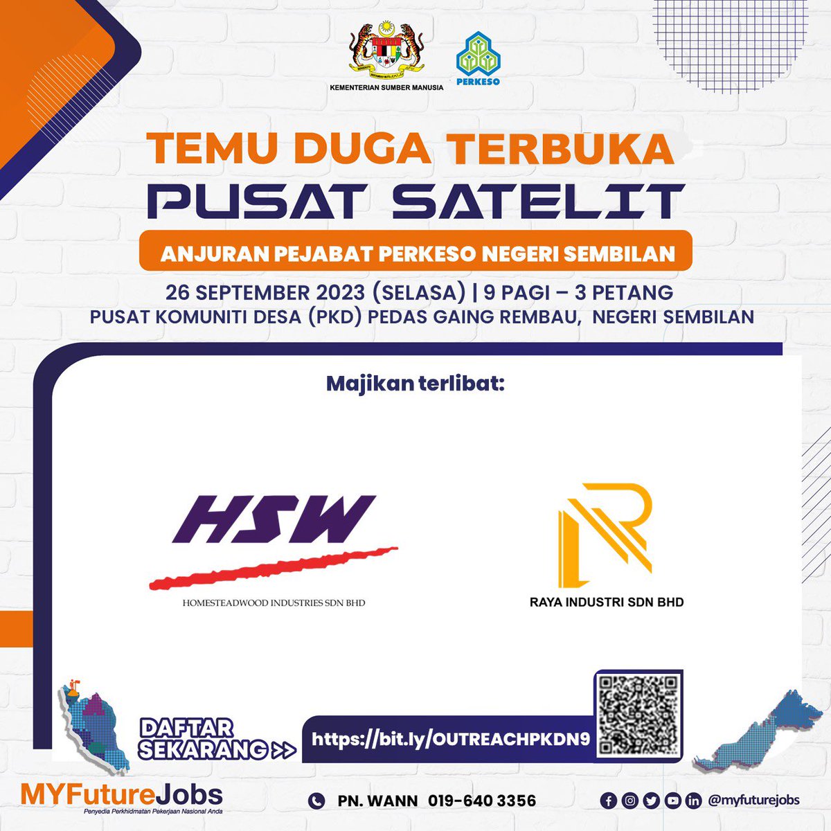 wanrozza's tweet photo. PROGRAM TEMU DUGA PUSAT SATELIT ANJURAN PEJABAT PERKESO NEGERI SEMBILAN 

TARIKH: 26 SEPTEMBER 2023 (SELASA)
TEMPAT: PUSAT KOMUNITI DESA (PKD) PEDAS GAING REMBAU, NEGERI SEMBILAN

Pra pendaftaran - https://t.co/Sbp4hwDODZ 

#jawatankosong #kerjakosong #rembau #tampin https://t.co/yXaDs4IJiT