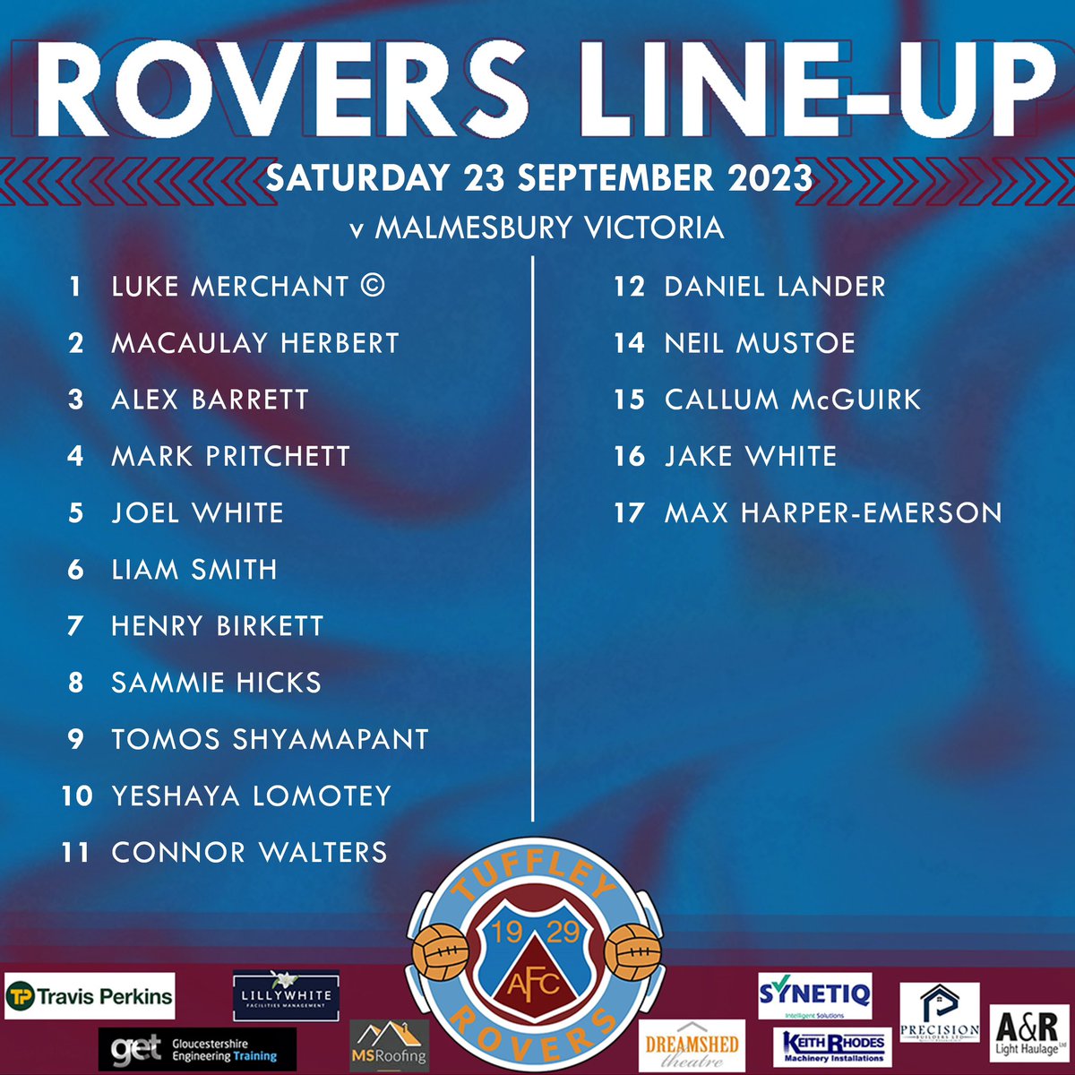 Today’s line-up v @MalmsVicsMedia.

A 50th appearance for <a href="/Liam_Smith_08/">Liam Smith</a> &amp; a return to the starting line-up for <a href="/MacaulayH/">MH</a> &amp; <a href="/Tomosshyamapan1/">Tomos shyamapant</a>.