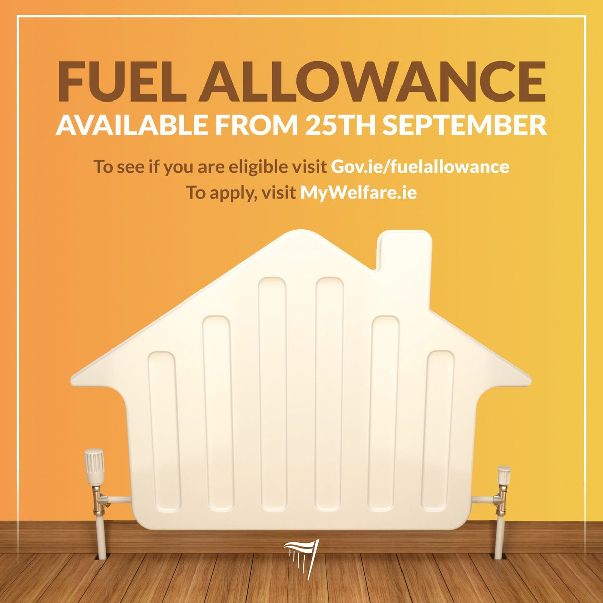 Fuel Allowance is a payment to help with the cost of heating your home during the winter months.
You can get it if you are aged 70 or over, or getting long-term social welfare payments.

The current rate of payment is €33 every week from 25 September 2023 until 5 April 2024.