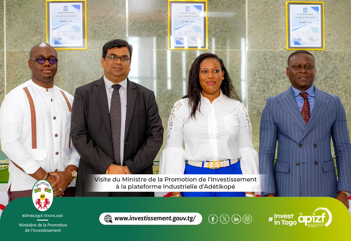 Promo_InvestTg's tweet photo. Cette visite a permis à Madame la Ministre de prendre connaissance des avancées
des projets en cours et des investissements déjà effectués au sein de la Plateforme
Industrielle d&amp;#39;Adétikopé (PIA).
#PIA https://t.co/SFj3tXrWzv