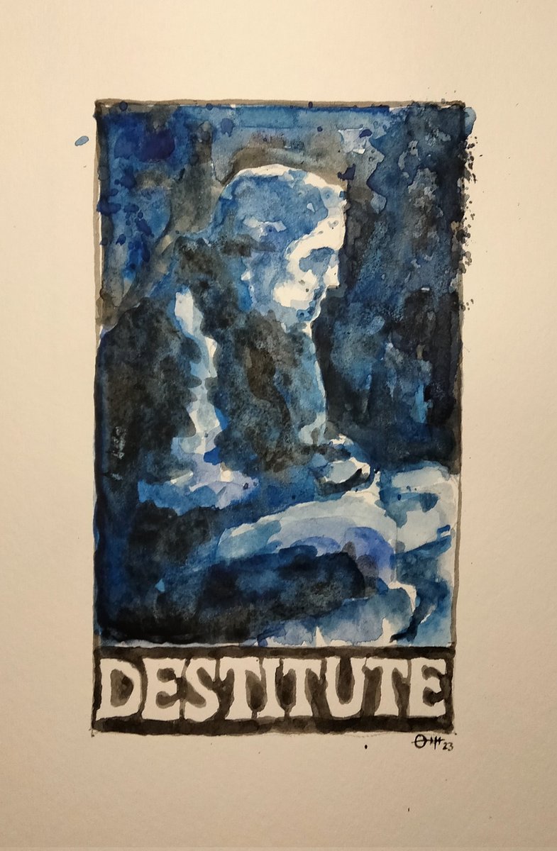 julesartvan's tweet photo. Destitute
#thedailysketch #watercolour and #inksrawing inspired by an image search for the word #destitute
#originalartwork #illustrationart #expressionism #artforsale https://t.co/ye66CPnS5V https://t.co/6Uu1xmldtN