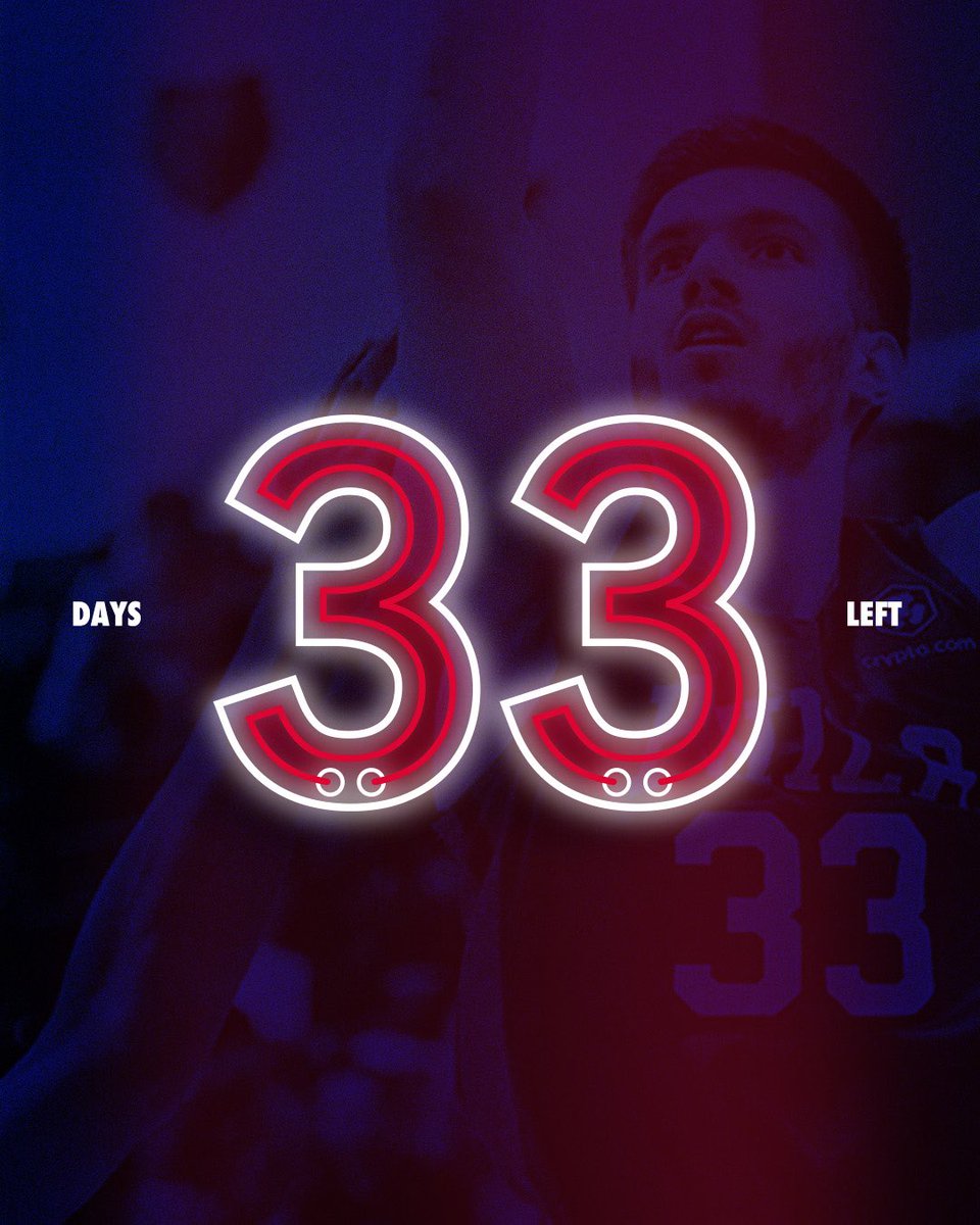 sixers's tweet photo. 3️⃣3️⃣ days until Sixers basketball. 🏀 https://t.co/5cwHtD7x9o