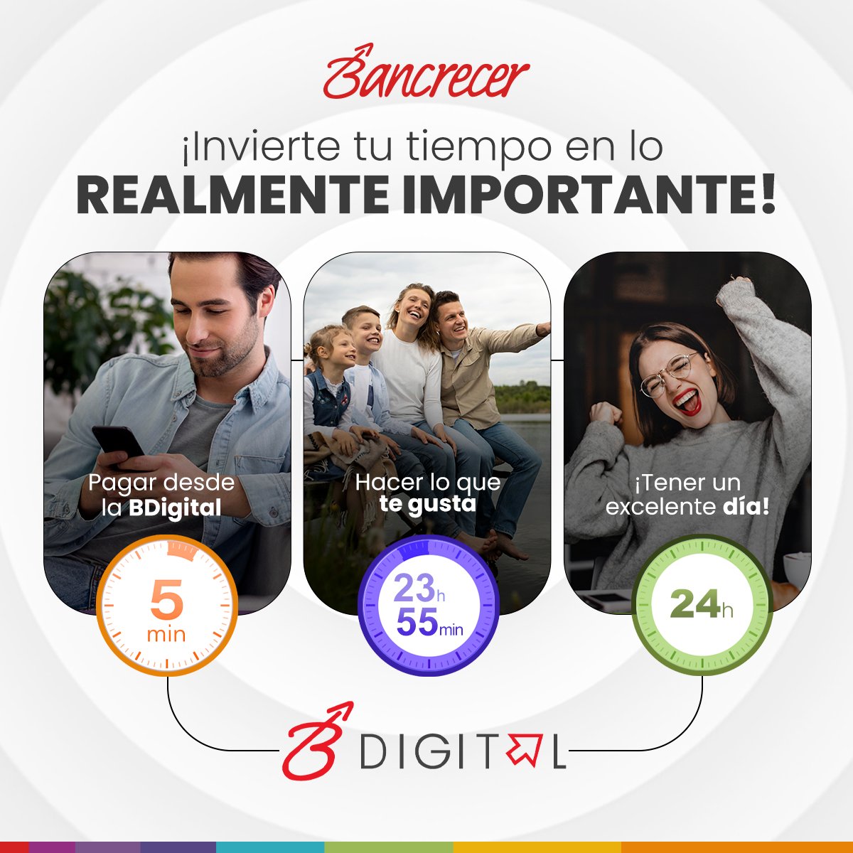 BancrecerVe's tweet photo. ¡No pierdas tu día haciendo operaciones bancarias!

Con #Bancrecer todo es cada vez más rápido, para que puedas disfrutar tu vida en lo que te apasiona.

#AliadosQueImpulsanNegocios https://t.co/gdkHVtxBRn