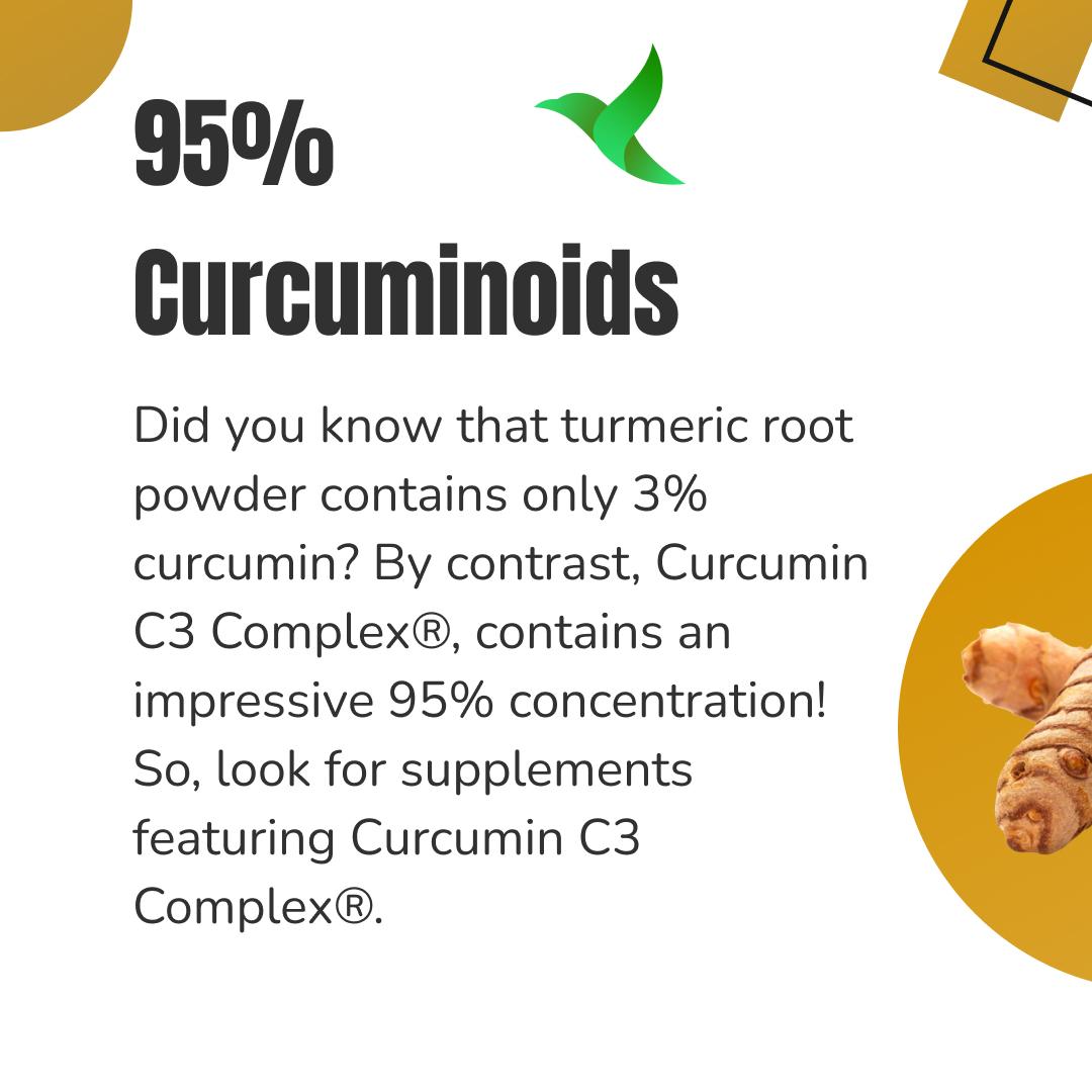 genmagofficial's tweet image. Did you know that the natural curcumin content in turmeric root powder is around 3%? In contrast, Curcumin C3 Complex®, a specialized extract, contains an impressive 95% curcuminoids, with curcumin comprising the majority. #GenMag #Curcumin