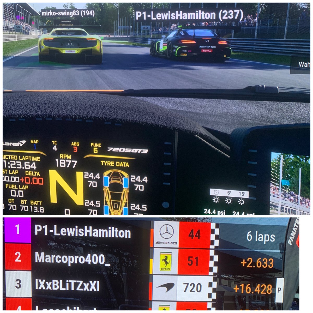 BlueSkyBeats's tweet photo. No way that’s the real @LewisHamilton - drives like it though 🔥 - 3rd place in that race - 1st place in the previous 2 races. #postndelete #assetocorsa #ps5 #simracing #gaming https://t.co/ORIgQLpmks