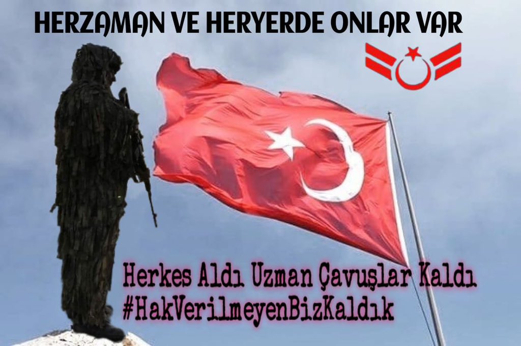 Devlet yönetenlerin hakları dağıtırken hakkaniyetli adaletli olması gerekir
Amire çay götüren,Parka çiçek ekene Kadro verilirken
Vatana Can eken kahramana verilmezse haksızlık olur
37yıldır sözleşmeyle görev yapan Uzman Çavuşların Kadroya alınmasını bekliyoruz
Özlük haklarındaki