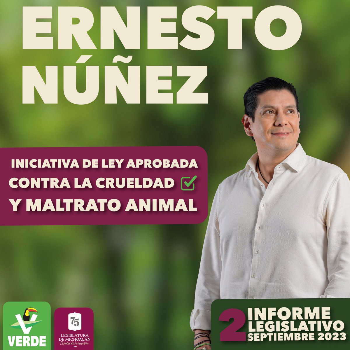 ernesto_nu's tweet photo. Este año legislativo, el congreso aprobó una reforma al código penal que presenté, con la que logramos: 

-Que se castigue a quien abandone, envenene y realice actos sexuales con #animales. 

-Aumentar las penas para quien cometa el delito de crueldad y maltrato animal. https://t.co/hCSpHFLVDS
