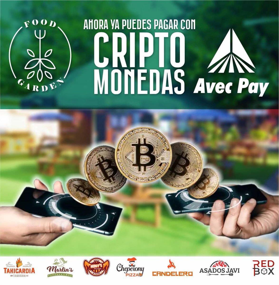 Ya puede pagar con #criptomonedas en Food Garden City en San Pedro Sula. #Avecpay #pasareladepagos avecpay.com