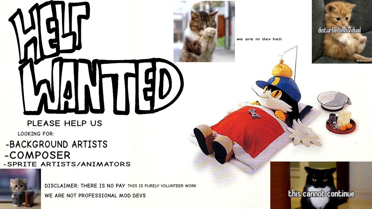 FnfKlonoa's tweet photo. We are in development hell so we’re looking for people to help (please help us)

Looking for:
-background artist
-another composer
-sprite artists/animators

If you’re interested dm @Shakezooka404 https://t.co/7AlRyjbxKH