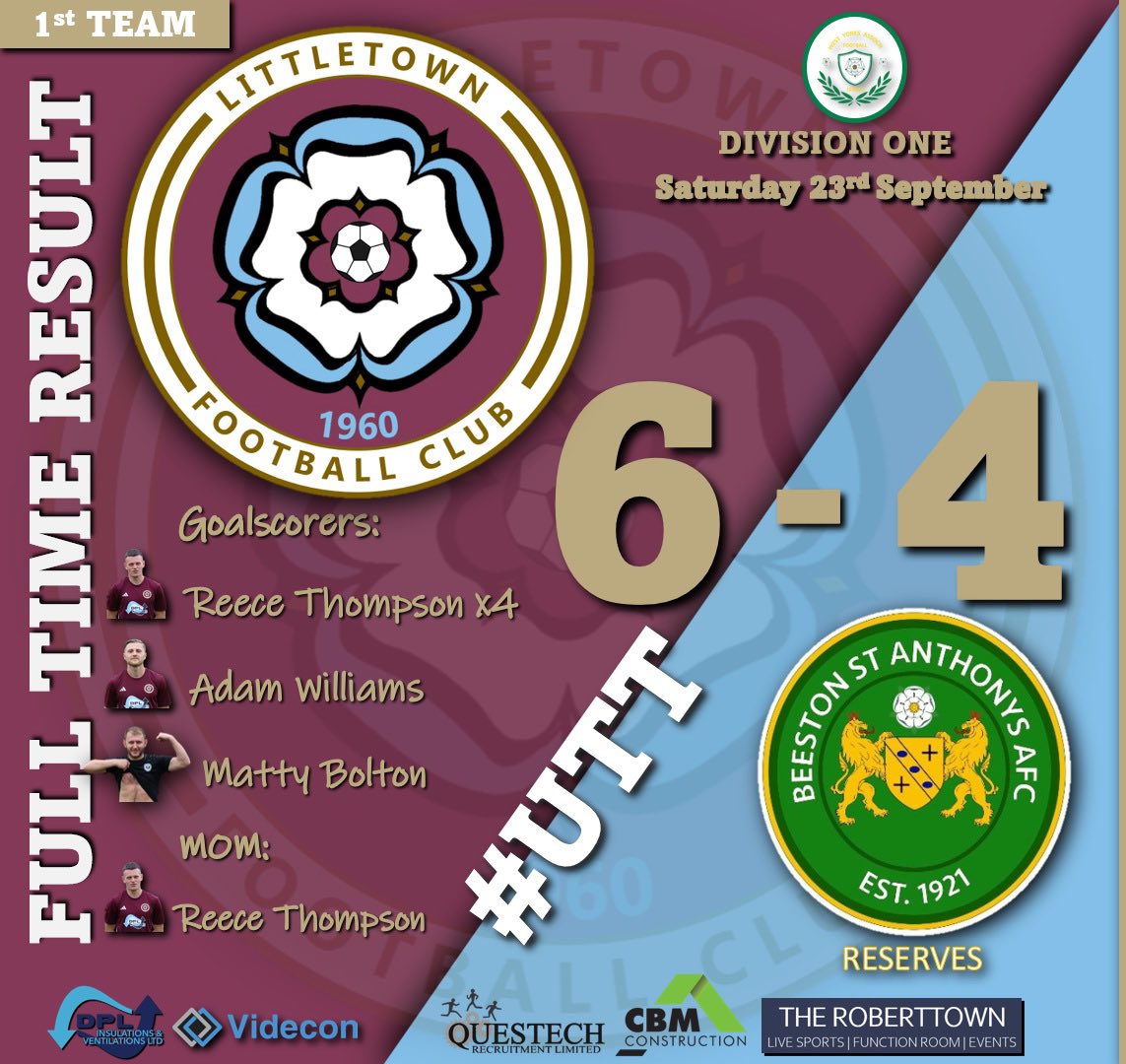 Littletown1st's tweet photo. The first team take all three points against a good @BSAafc Reserves side. A win that takes us top of the league. 

#UTT https://t.co/6GRxVTaMR7
