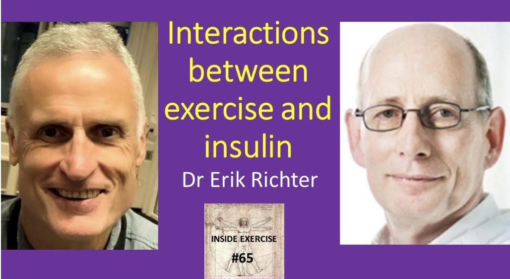 Now online Erik is an authority and the godfather of the field of glucose metabolism during exercise and how exercise increases insulin sensitivity Lots of great stuff. Interesting chat. Thanks @proferikrichter YouTube (shorturl.at/OQS47), Spotify, Apple Podcasts etc