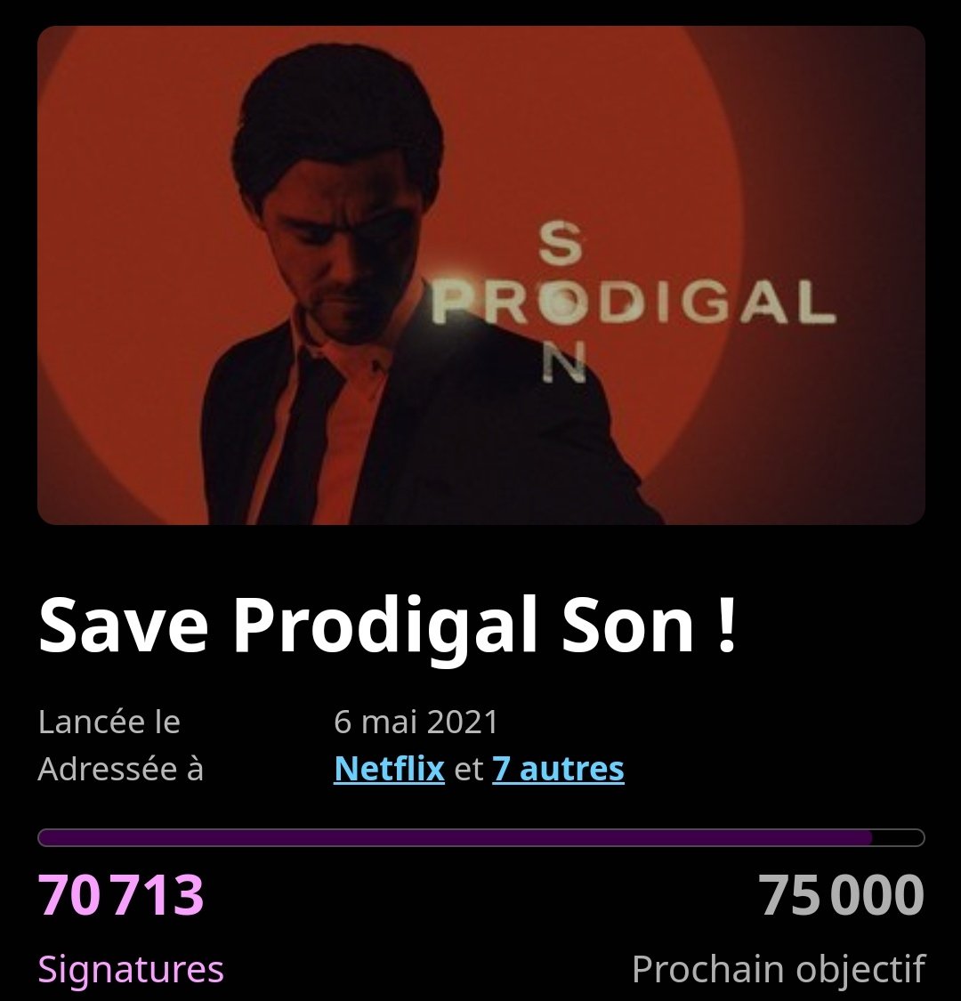 Just a friendly reminder to sign the petition if you haven't already and share it!
#SaveProdigalSon #ProdigalSon       
We are currently at 70,713 signatures 🥳
Next step 70,8k!
change.org/p/save-prodiga…