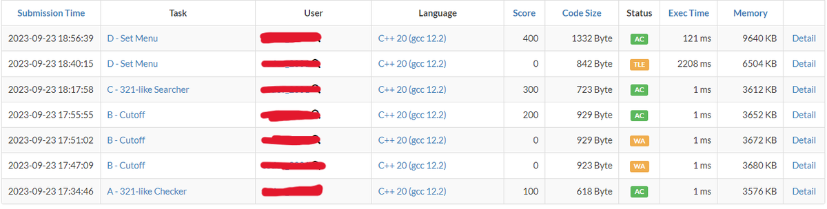 codev_2001's tweet image. Was able to solve 4 questions in the ATcoder beginner contest 321. First two were easy, The second one was a simple question of DP and the third was some basic implementation involving tight time constraints.
#100DaysOfCode #Coding #AtCoder #programming